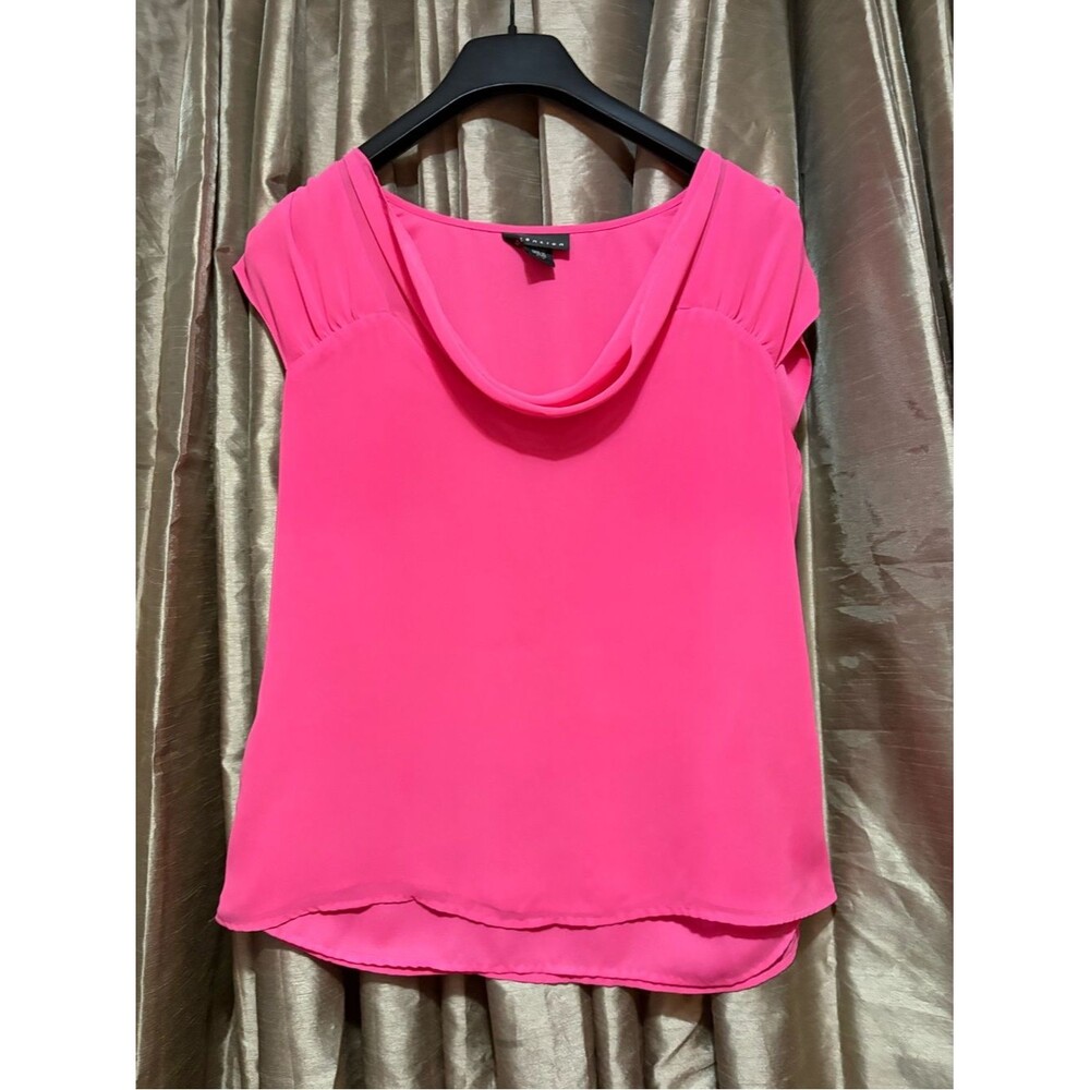 attention Hot Pink Cowl Neck Cap-Sleeve Blouse 21↔️36↕️ #1823